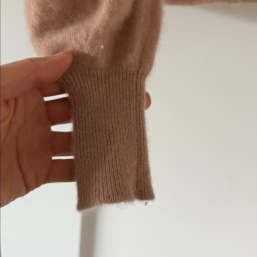 Ryan Roche Deep V-Neck Camel Sweater - Picture 5 of 7